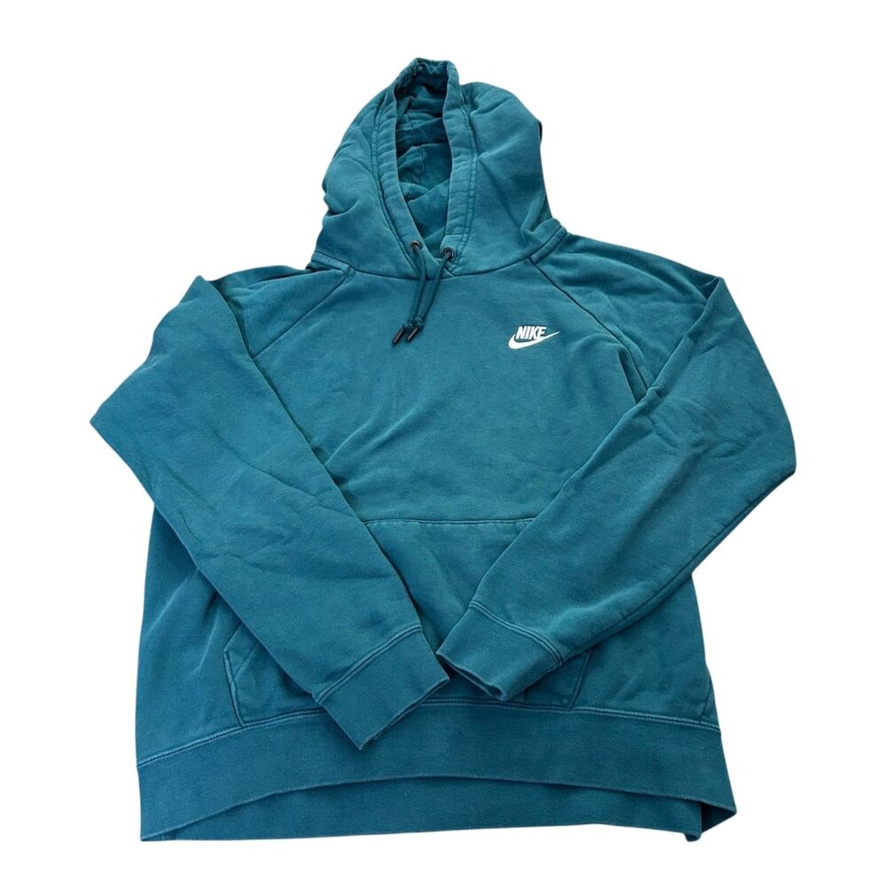 Nike Men's Fleece Hoodie Pullover Teal Blue Size Medium Pre-Owned EUC